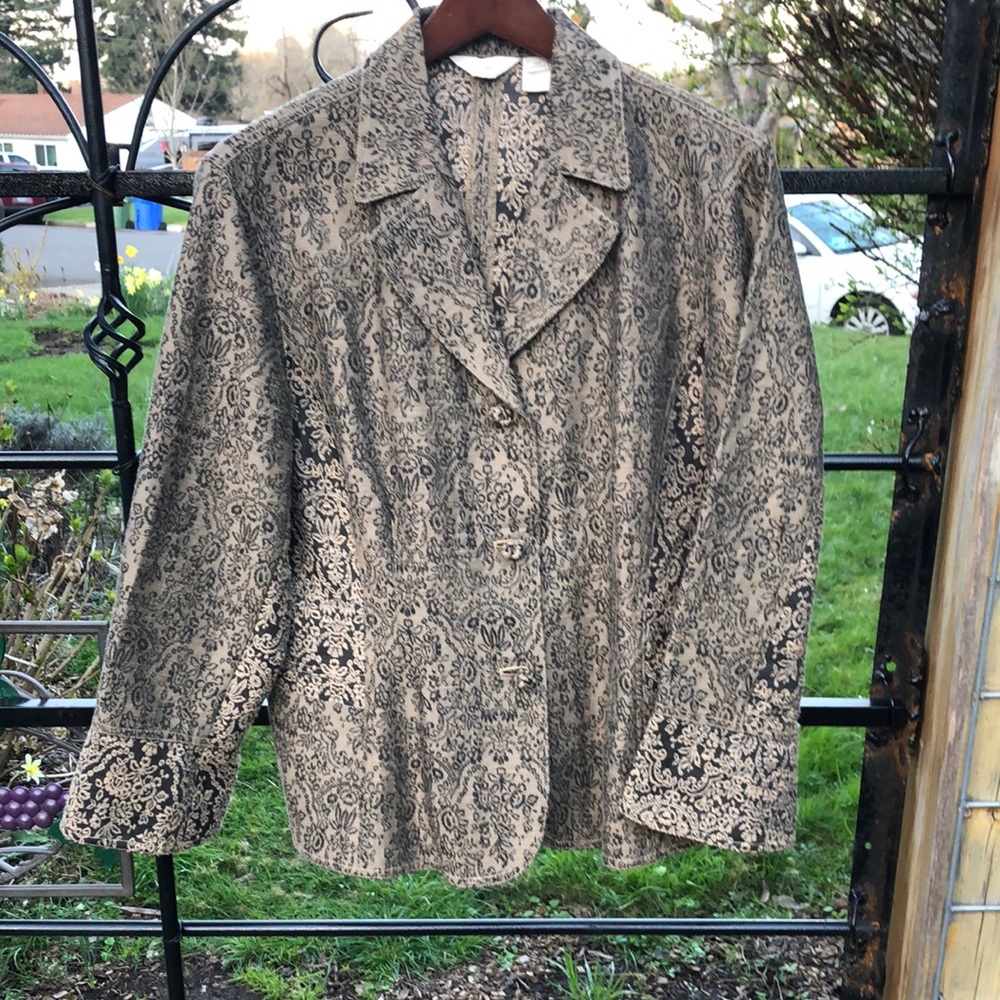 j.jill gold and black print blazer size 16W